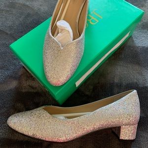 Brand new silver sparkle low heel Shoe Wedding
